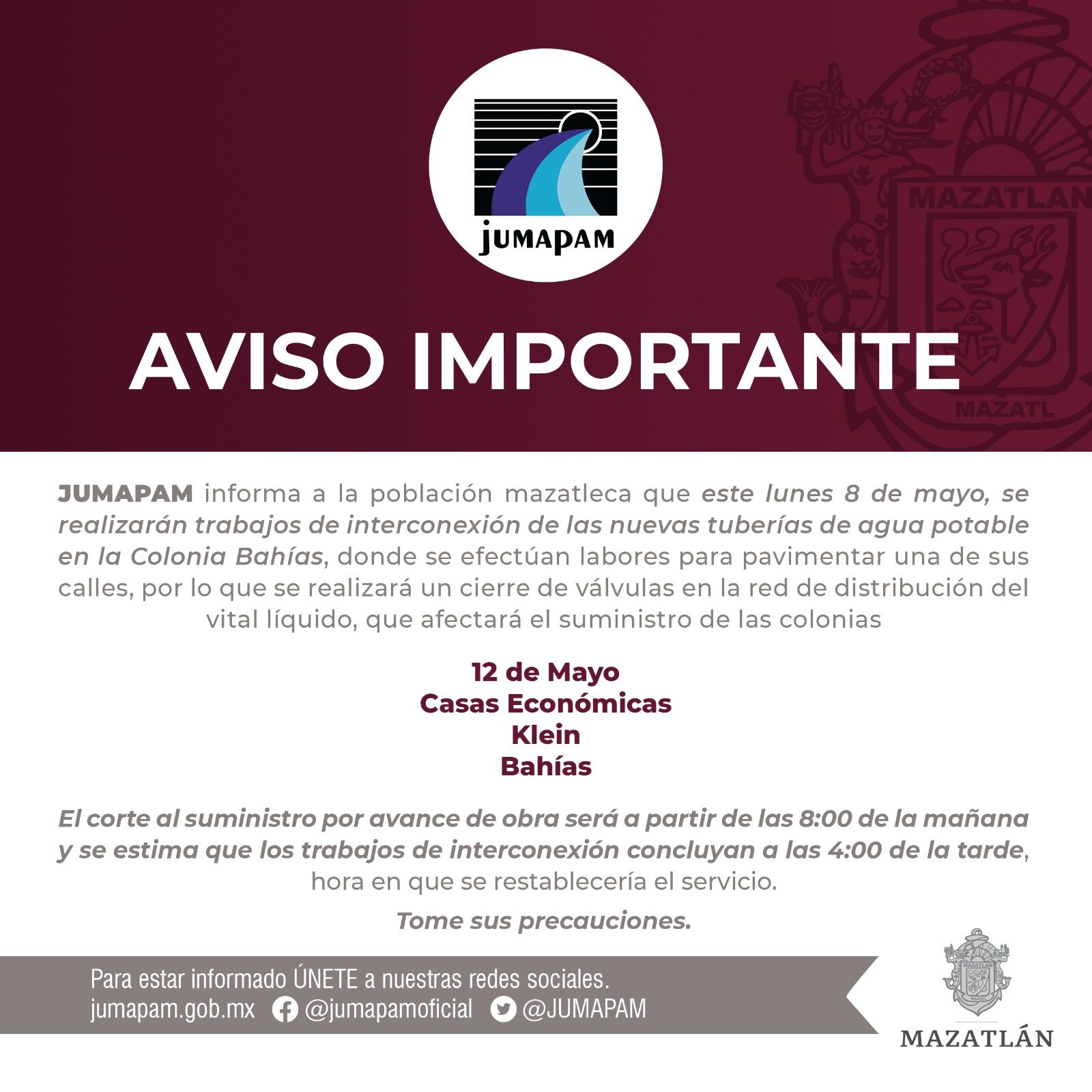 Aviso Jumapam. Foto: Cortesía