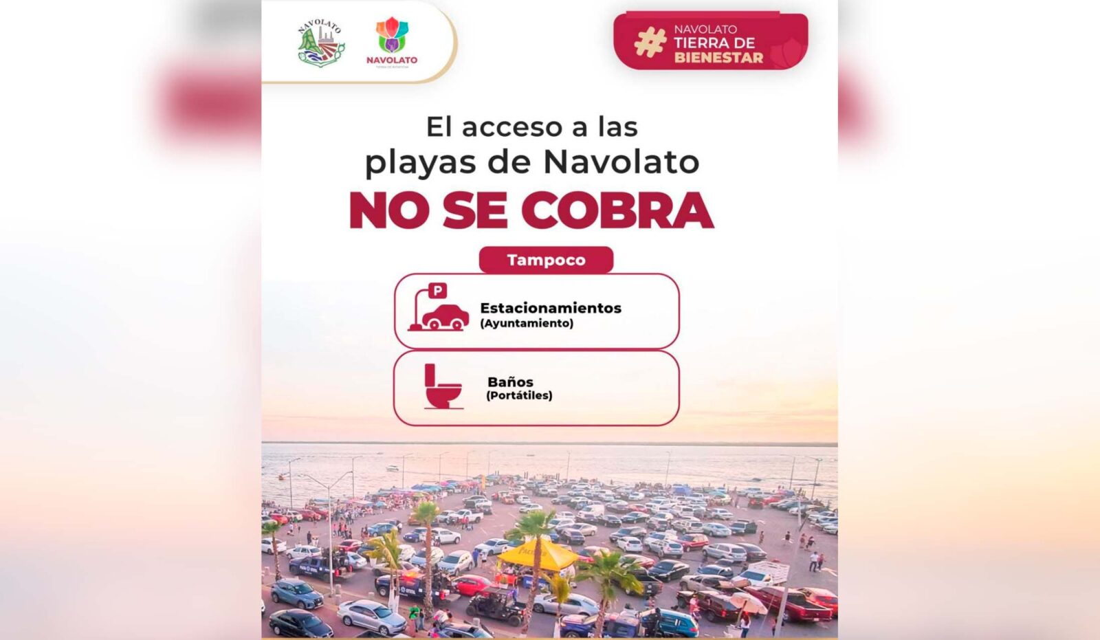 Navolato, Sinaloa, redes sociales, información, vacaciones, Semana Santa, gratis, cobrar playas, estacionamientos, sanitarios públicos, alcaldesa, Margoth Urrea Pérez,