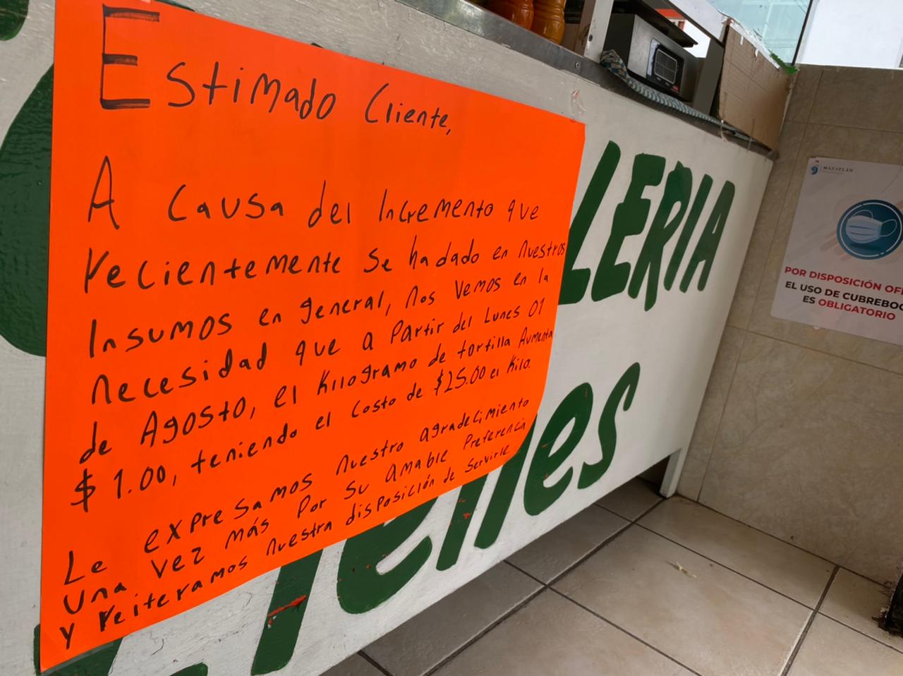 ¡Golpe al bolsillo! Sube un peso el kilo de tortilla en Mazatlán