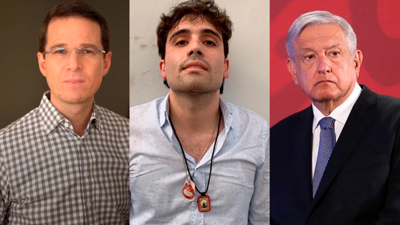 Ricardo Anaya, Ovidio Guzmán y Andrés Manuel López Obrador. Foto: Especial