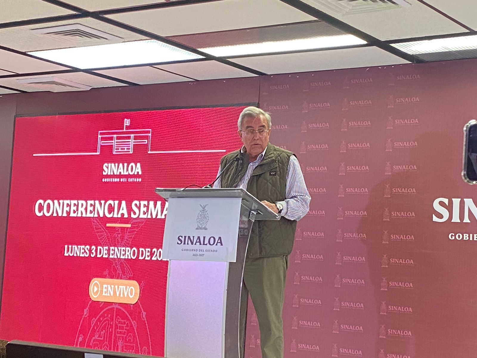 Rubén Rocha Moya, gobernador de Sinaloa en conferencia semanera