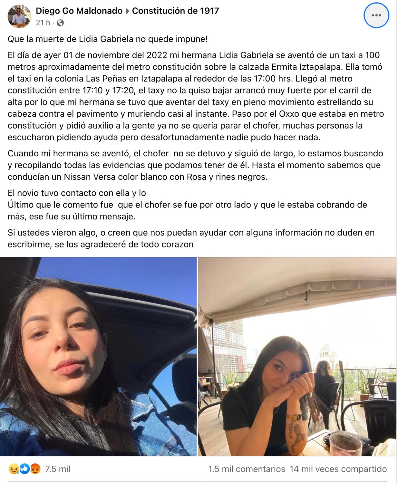 Testimonio del hermano de Lidia Gabriela. Foto: Cortesía